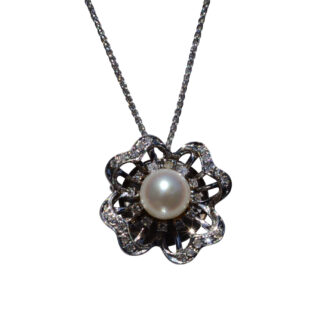 The Pilot Knob: Antique Pearl and Diamond Pendant