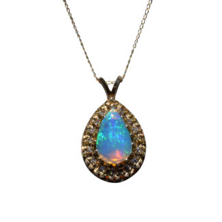 SOLD - The Montopolis:  Australian Opal and Diamond Pendant