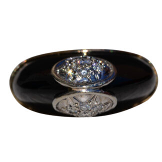 The Loxley: Mid Century Modern Onyx and Diamond Ring