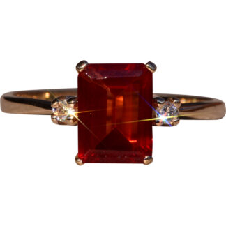 The Rue Lepic:  Ladies 14K Yellow Gold Labradorite and Diamond Ring