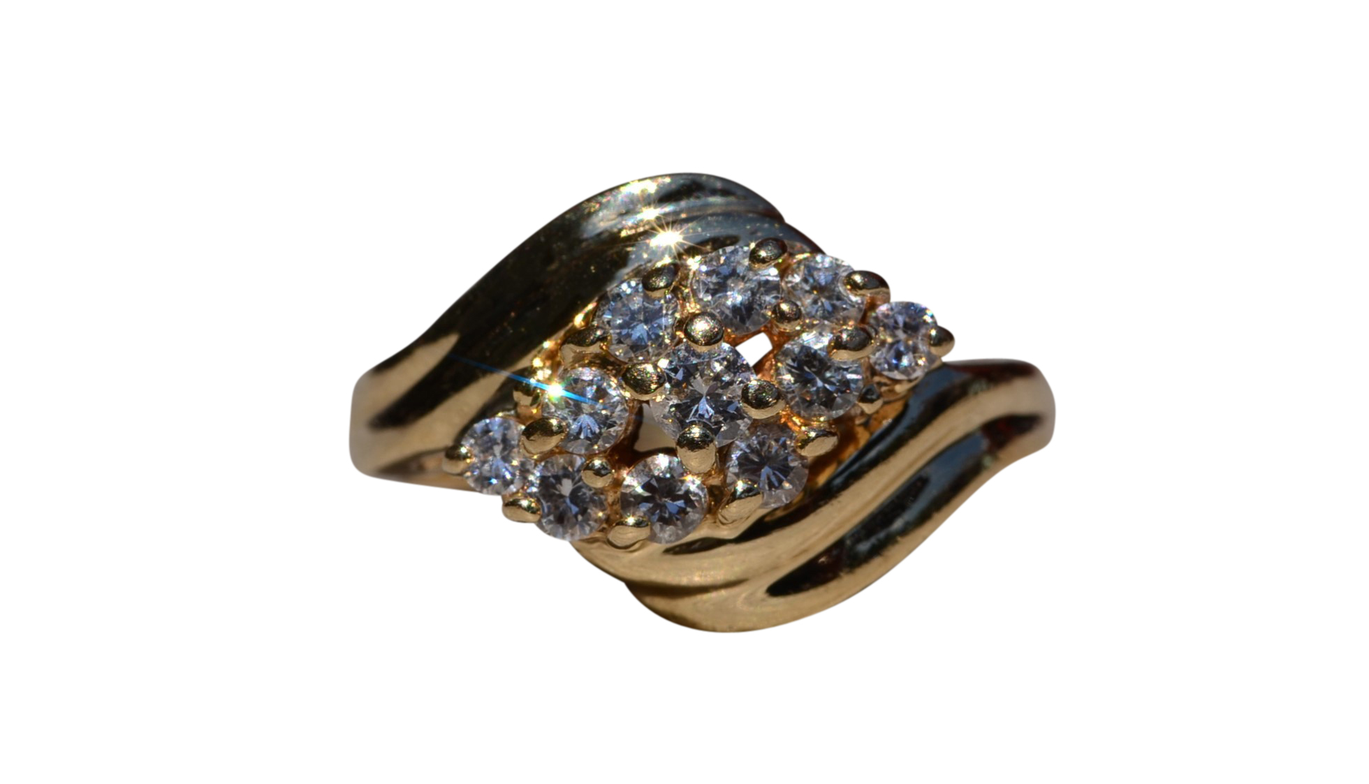 The Franklin: Yellow Gold Diamond Bypass Cocktail Ring