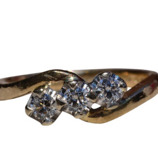 The Lake Mystic:  Past Present Future Three Stone Bypass Ring