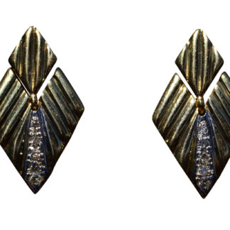 SOLD - The Lanark Village:  Vintage Yellow Gold Modern Yellow Gold Diamond Earrings