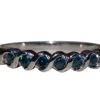 The Pleasant Grove:  Waved Blue Diamond Stackable Band