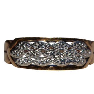 SOLD - The Mossy: Signed Antique Retro Era Ring in White and Yellow Gold
