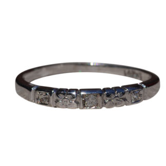 SOLD - The Indian Pass: Antique White Gold Diamond Band