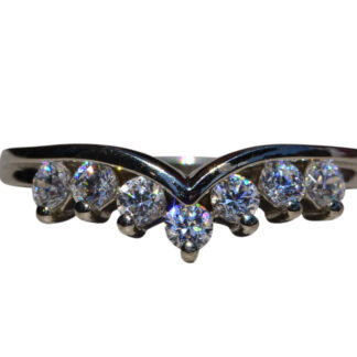 The Deerland:  White Gold Band with Cubic Zirconia