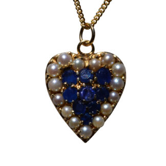 SOLD - The Dalkeith:  Vintage Sapphire and Pearl Heart Circa 1960