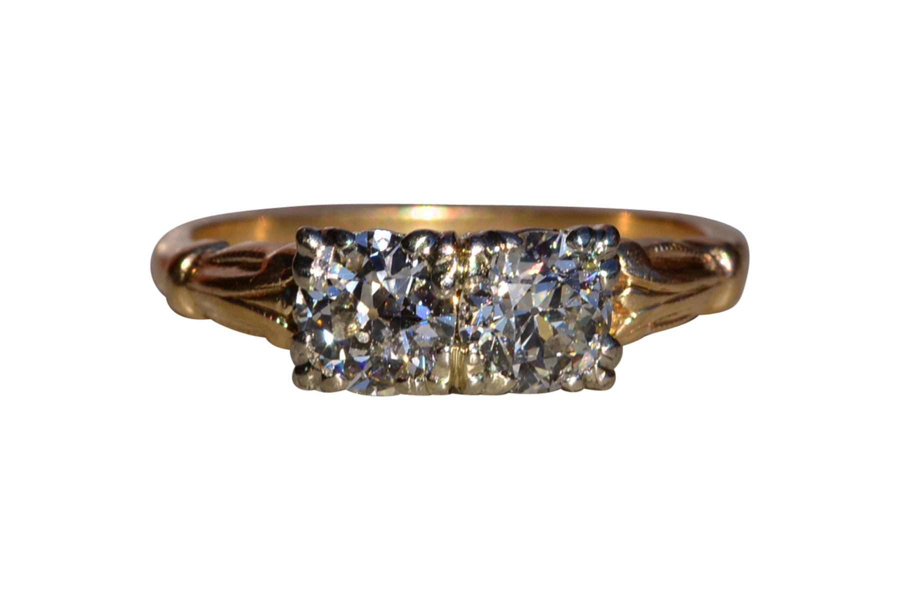 The Lyndale: Ladies Antique Two Tone 14K Engagement Ring
