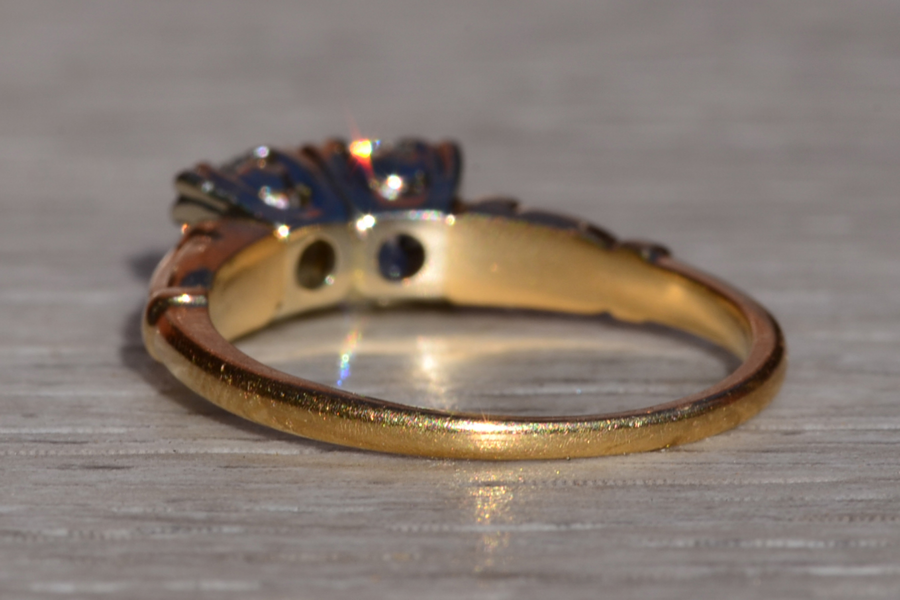 The Lyndale: Ladies Antique Two Tone 14K Engagement Ring - Image 4