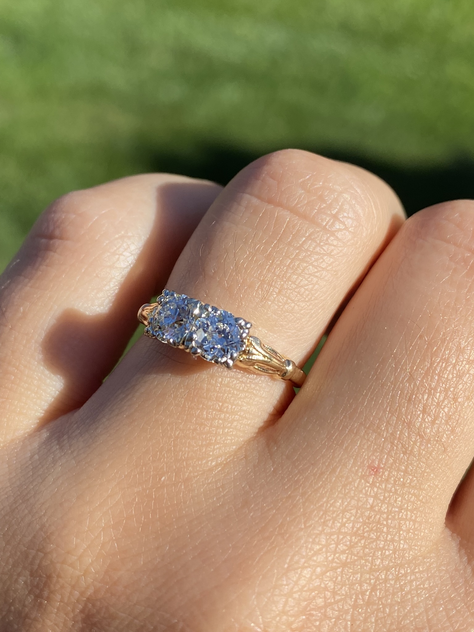 The Lyndale: Ladies Antique Two Tone 14K Engagement Ring - Image 9