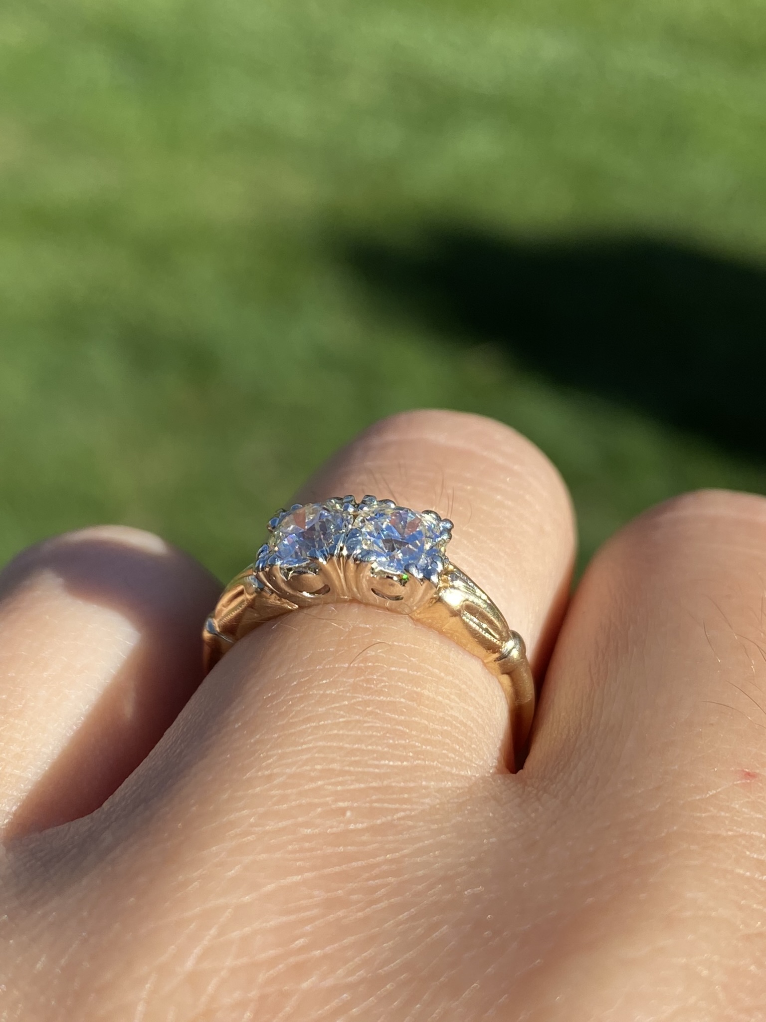 The Lyndale: Ladies Antique Two Tone 14K Engagement Ring - Image 10