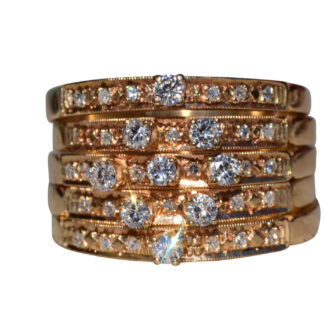 SOLD - The Rickdale:  Ladies 14K Multi-Band Ring set with Diamonds