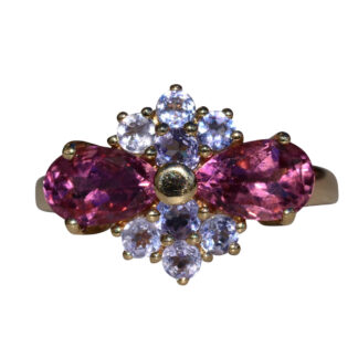 The Tarleton:  Ladies 14K Tourmaline and Tanzanite Cocktail Ring