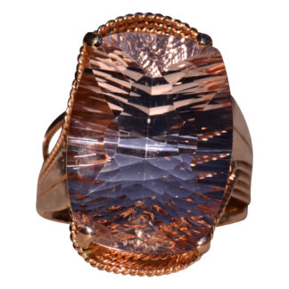 The Morg:  Ladies 14K Rose Gold Elongated Cushion Morganite Cocktail Ring