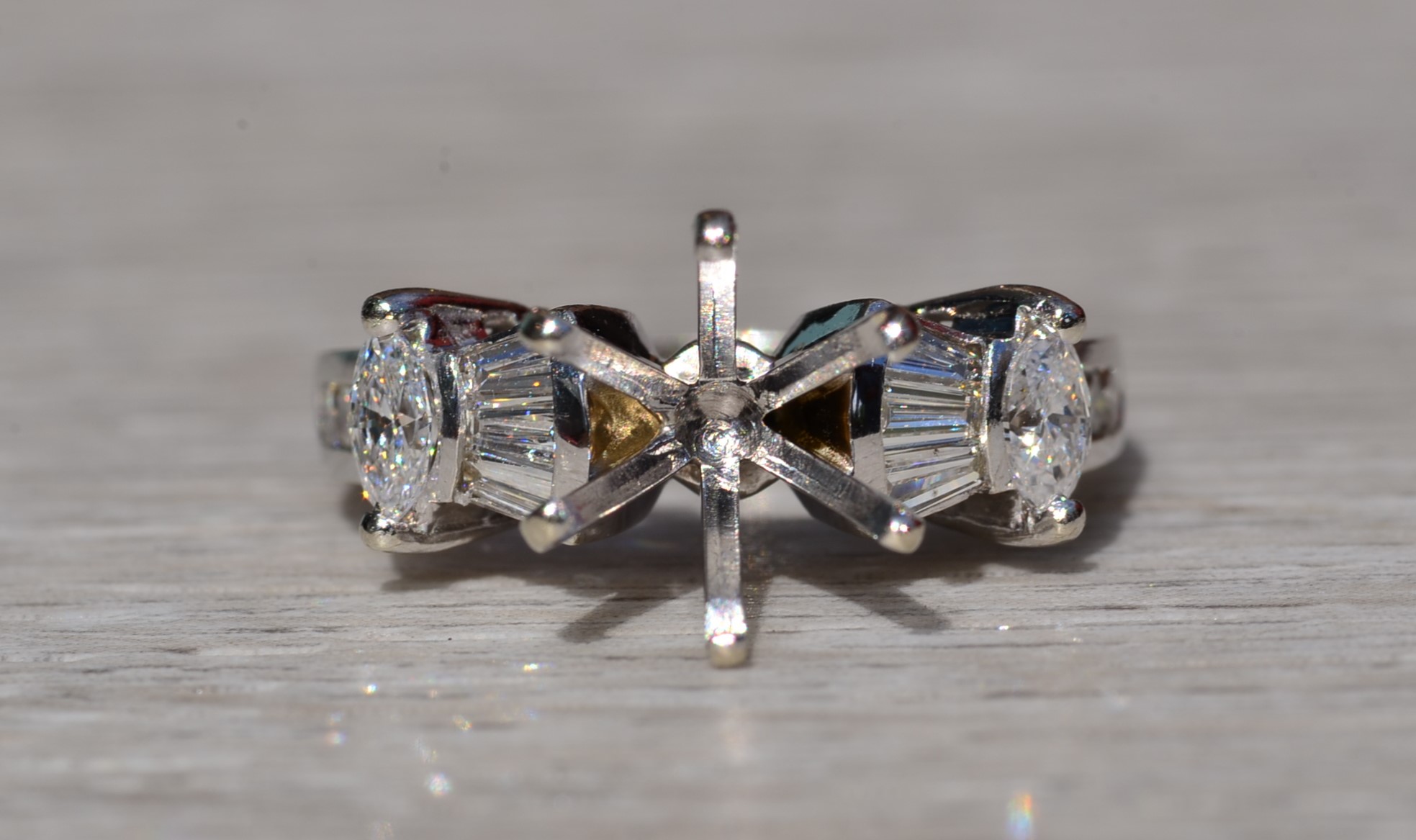 Ladies Platinum Mounting set with Side Diamonds - Image 2