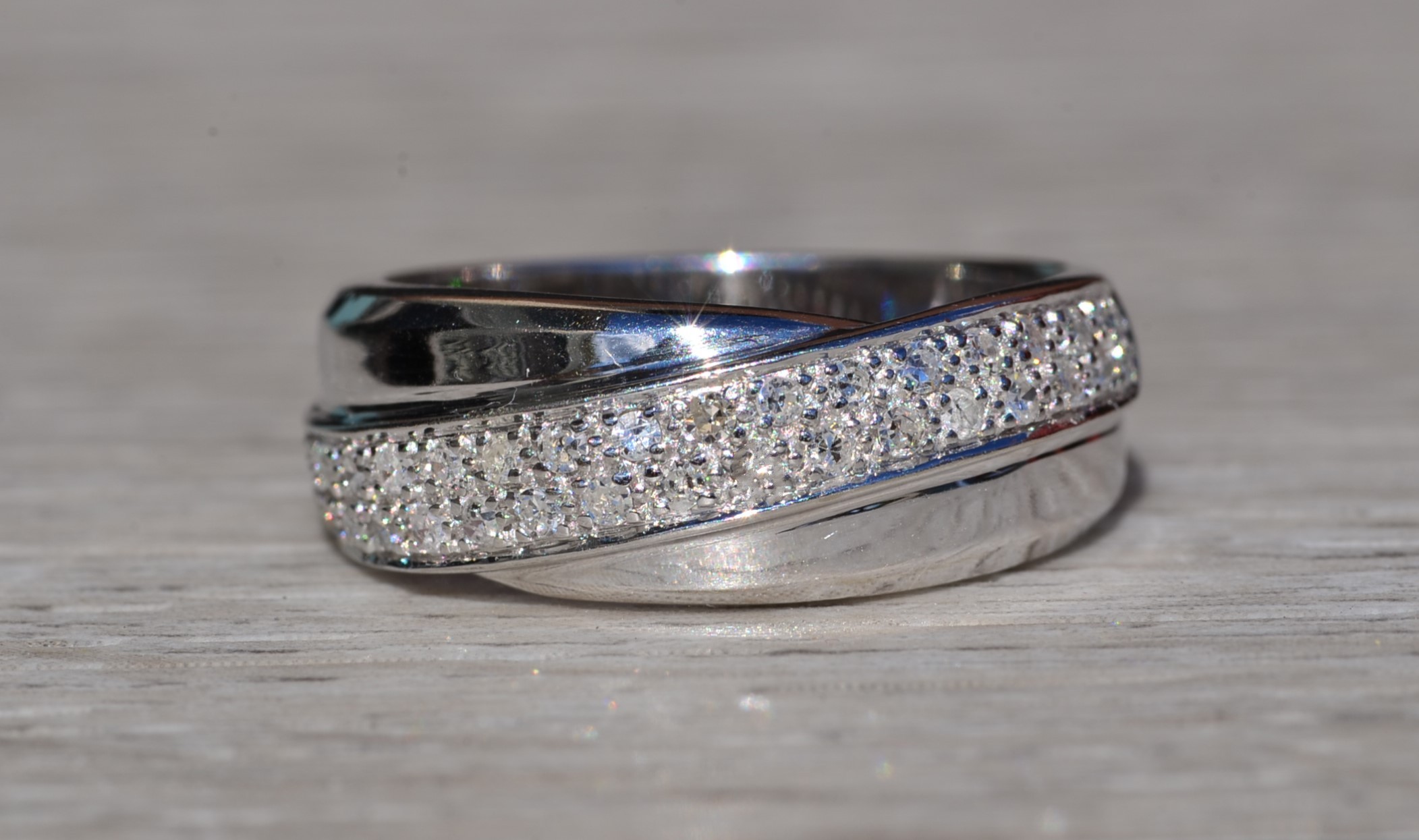 The Kynlyn: Ladies 14K White Gold Pave Set Diamond Band - Image 2