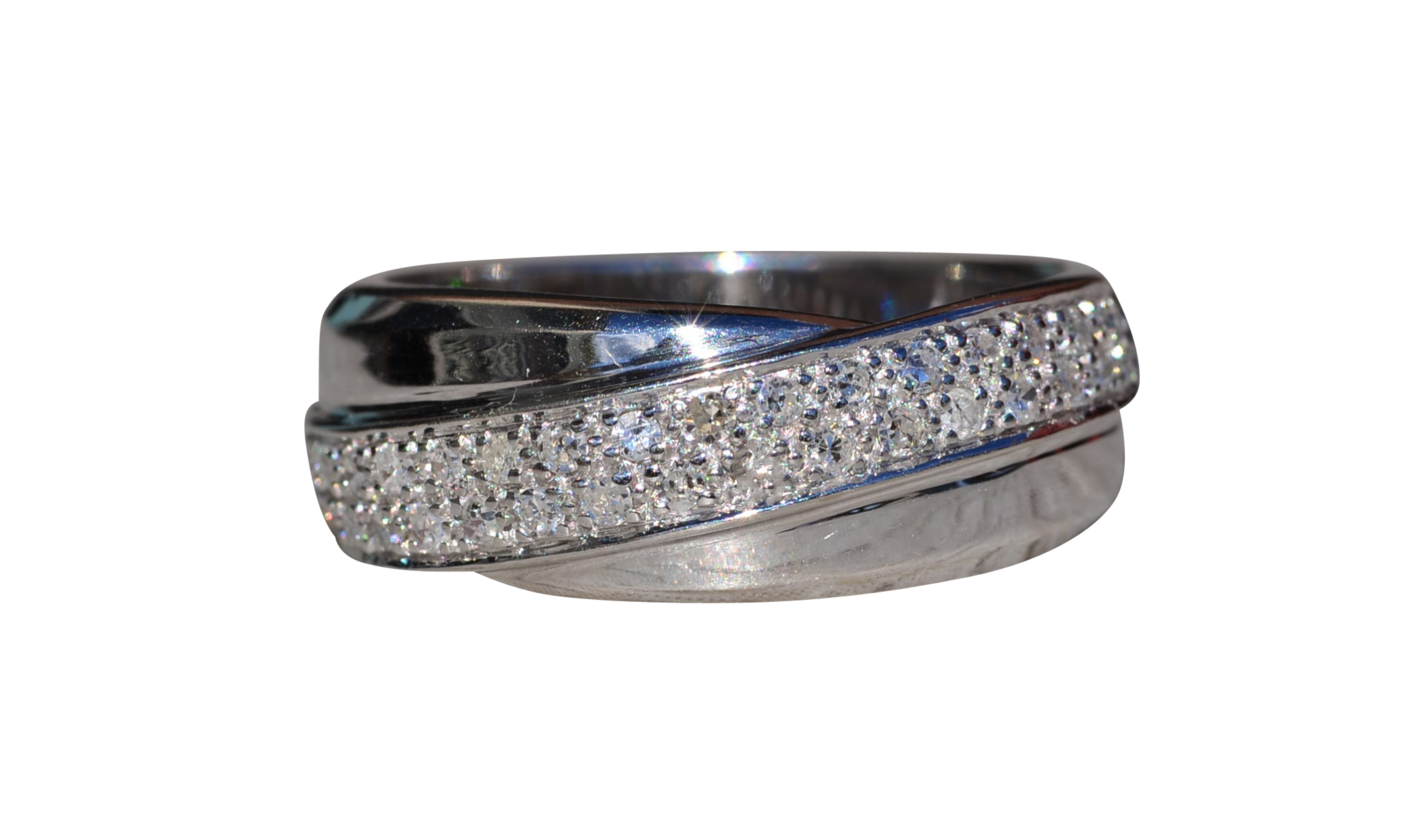 The Kynlyn: Ladies 14K White Gold Pave Set Diamond Band