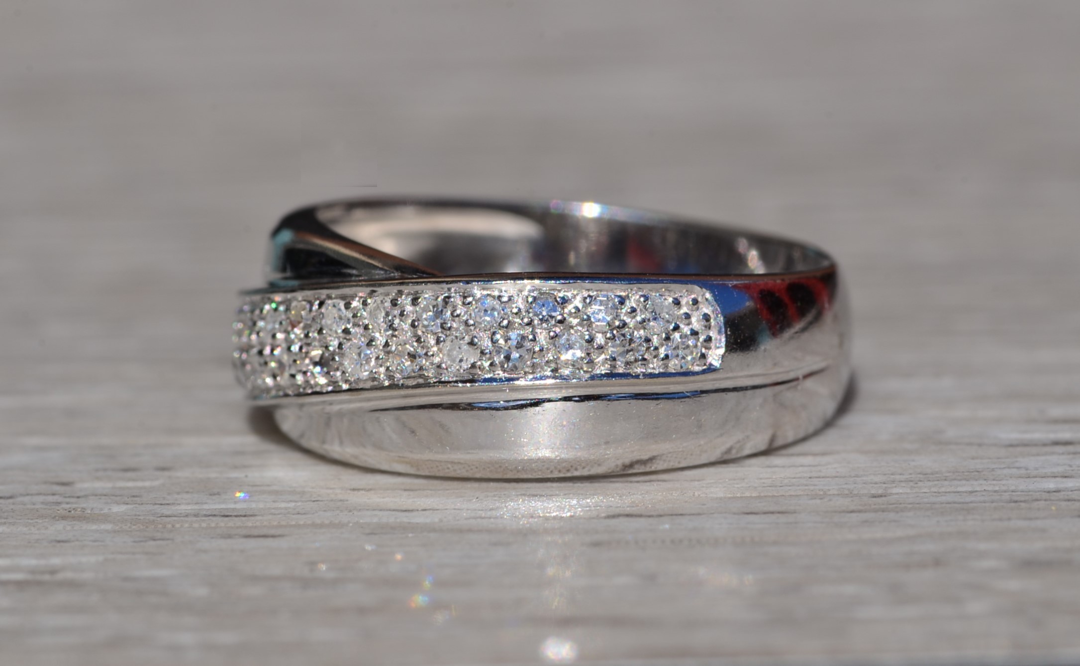 The Kynlyn: Ladies 14K White Gold Pave Set Diamond Band - Image 3