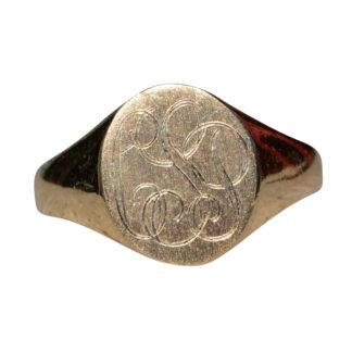 SOLD - The Sinkler:  Ladies 14K Yellow Gold Vintage Engraved Signet Ring
