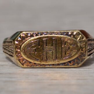 SOLD - The Weikel:  Ladies Antique Yellow Gold Engraved Signet Ring