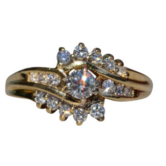 SOLD - The Vetterlein:  Ladies Vintage 14K Yellow Gold Bypass Style Diamond Engagement Ring