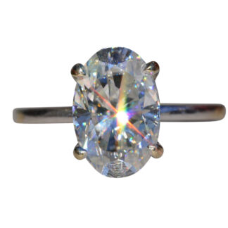 The Hilaire:  Ladies 14K White Gold 3.50 CT Oval Moissanite Engagement Ring