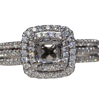 Ladies 14K White Gold Double Halo Mounting