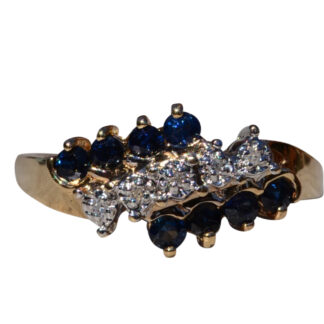 The Balaton:  Ladies 14K Diamond and Sapphire Ring in Yellow Gold