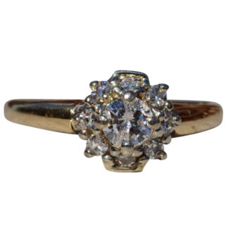 The Holyoke:  Ladies 14K Yellow Gold Diamond Cluster Engagement Ring