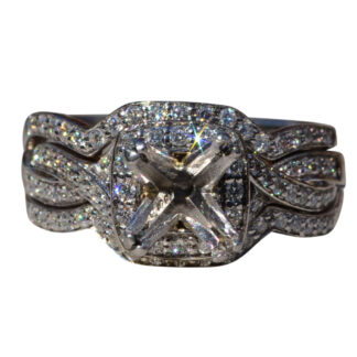 Ladies 14K White Gold Semi-Mount set with Diamonds