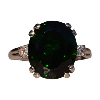 The Dip:  Ladies 14K Chrome Diopside and Diamond Ring