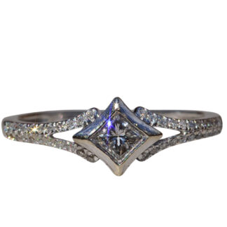 SOLD - The Vansant:  Ladies 14K Engagement Ring set with 0.31 CT Princess Cut Diamond