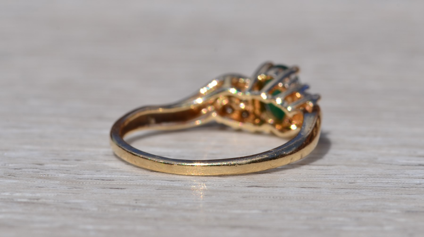SOLD - The Lawnton: Ladies Yellow Gold Emerald and Diamond Ring - Image 5