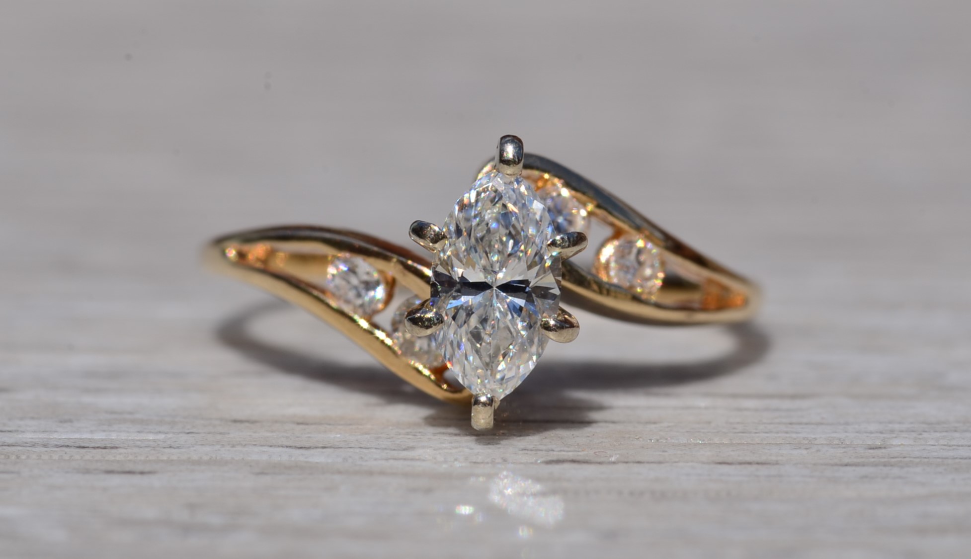 SOLD - The Redden: Ladies 14K Yellow Gold Engagement Ring set with 0.45CT Diamond - Image 2