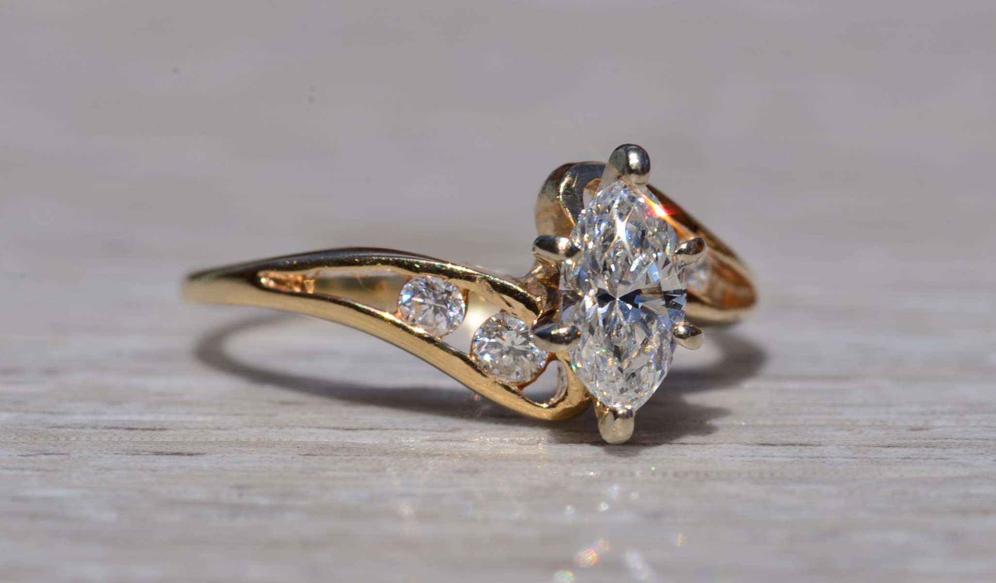 SOLD - The Redden: Ladies 14K Yellow Gold Engagement Ring set with 0.45CT Diamond - Image 6