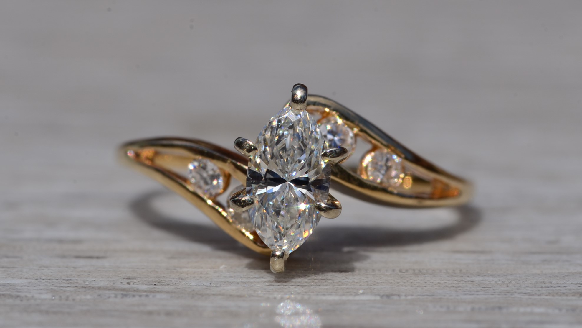 SOLD - The Redden: Ladies 14K Yellow Gold Engagement Ring set with 0.45CT Diamond - Image 7