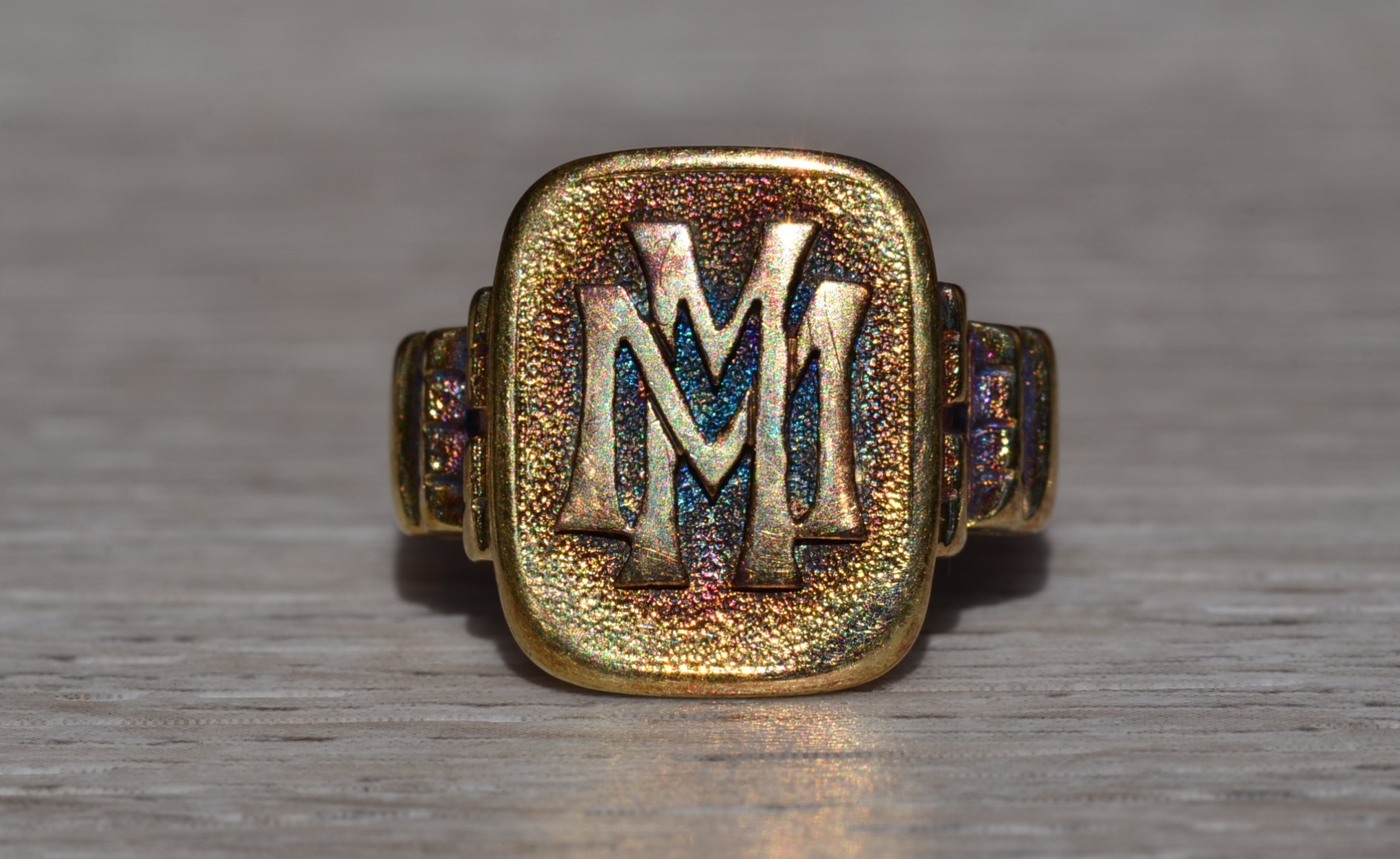 SOLD - The Walmsly: Antique Ladies 14K Yellow Gold Monogramed Cocktail Ring - Image 7