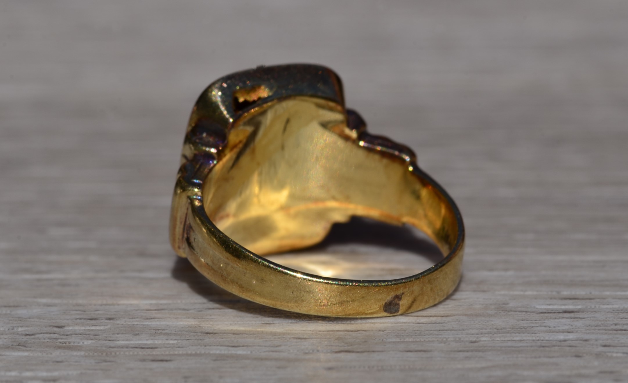 SOLD - The Walmsly: Antique Ladies 14K Yellow Gold Monogramed Cocktail Ring - Image 4