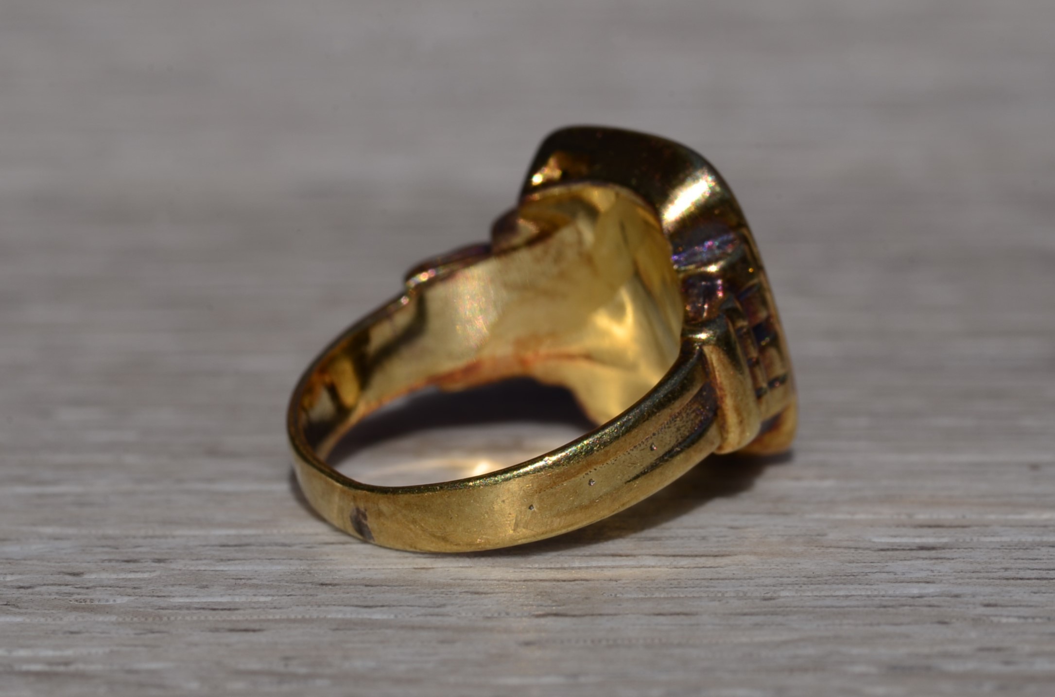 SOLD - The Walmsly: Antique Ladies 14K Yellow Gold Monogramed Cocktail Ring - Image 5