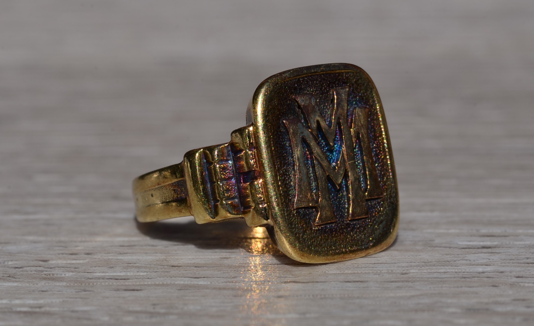 SOLD - The Walmsly: Antique Ladies 14K Yellow Gold Monogramed Cocktail Ring - Image 6