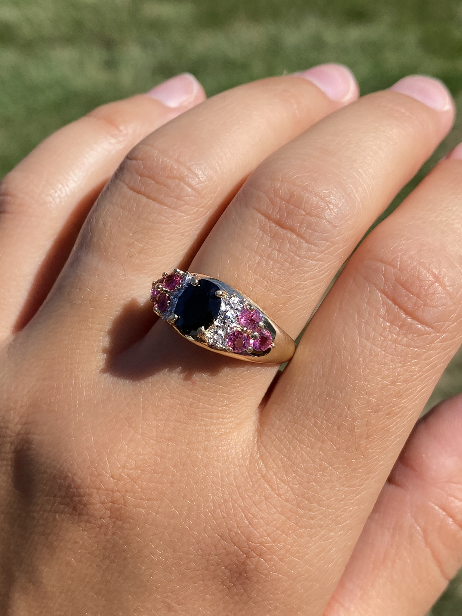 The Graylyn: Ladies Yellow Gold Cocktail Ring set with Tourmaline and Diamonds - Image 8