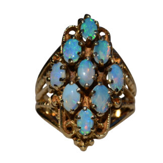 The Montvale:  Ladies Antique 14K Ring set with Australian Opal