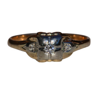 The Overlea:  Ladies Antique 14K Two Tone Diamond Engagement Ring