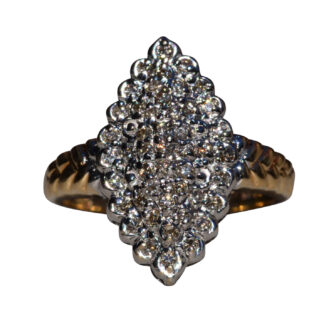 The Malvina:  Ladies 14K Two Tone Diamond Navette Cluster Ring