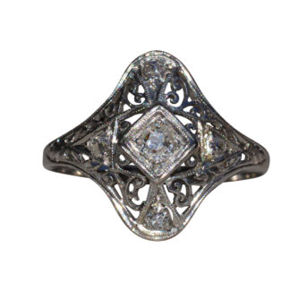 SOLD - The Ardleigh:  Ladies Antique Platinum Engagement Ring set with Diamonds