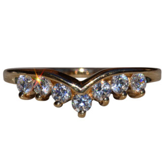 The Alda:  Ladies 14K Yellow Gold Angled Band set with Cubic Zirconia