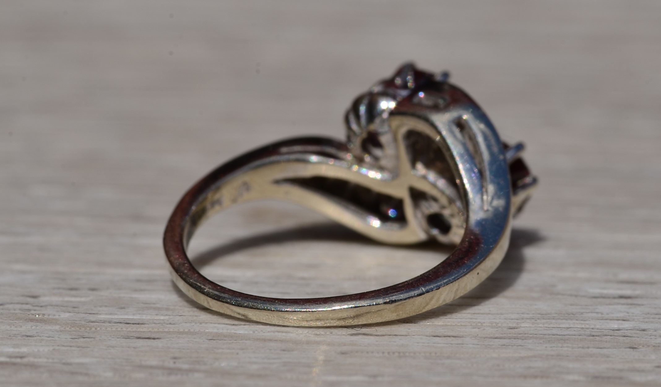 SOLD - Ladies Antique 14K White Gold Toi Et Moi Ring set with Garnet and Diamonds - Image 5