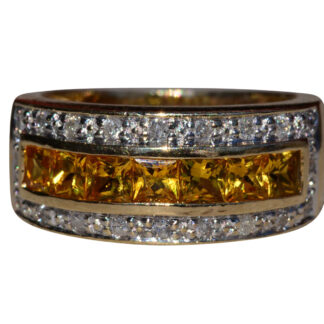 SOLD - The Carsins:  Ladies 14K Yellow Sapphire and Diamond Band