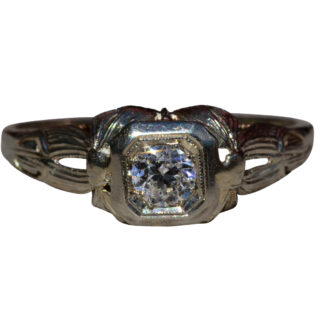 The Diffendall:  Ladies Antique 14K Engagement Ring set with 0.33 CTW Diamond